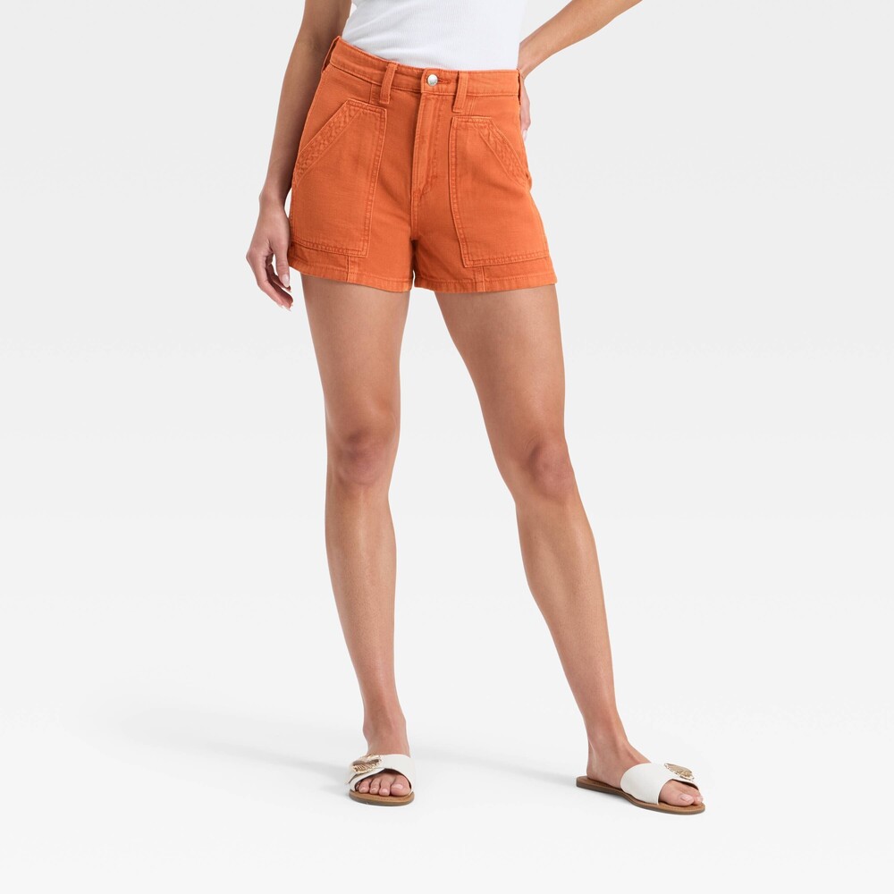 Universal Thread 16 Brown-Orange Mid-Rise Utility Shorts 3.5 inseam Patch Pocket